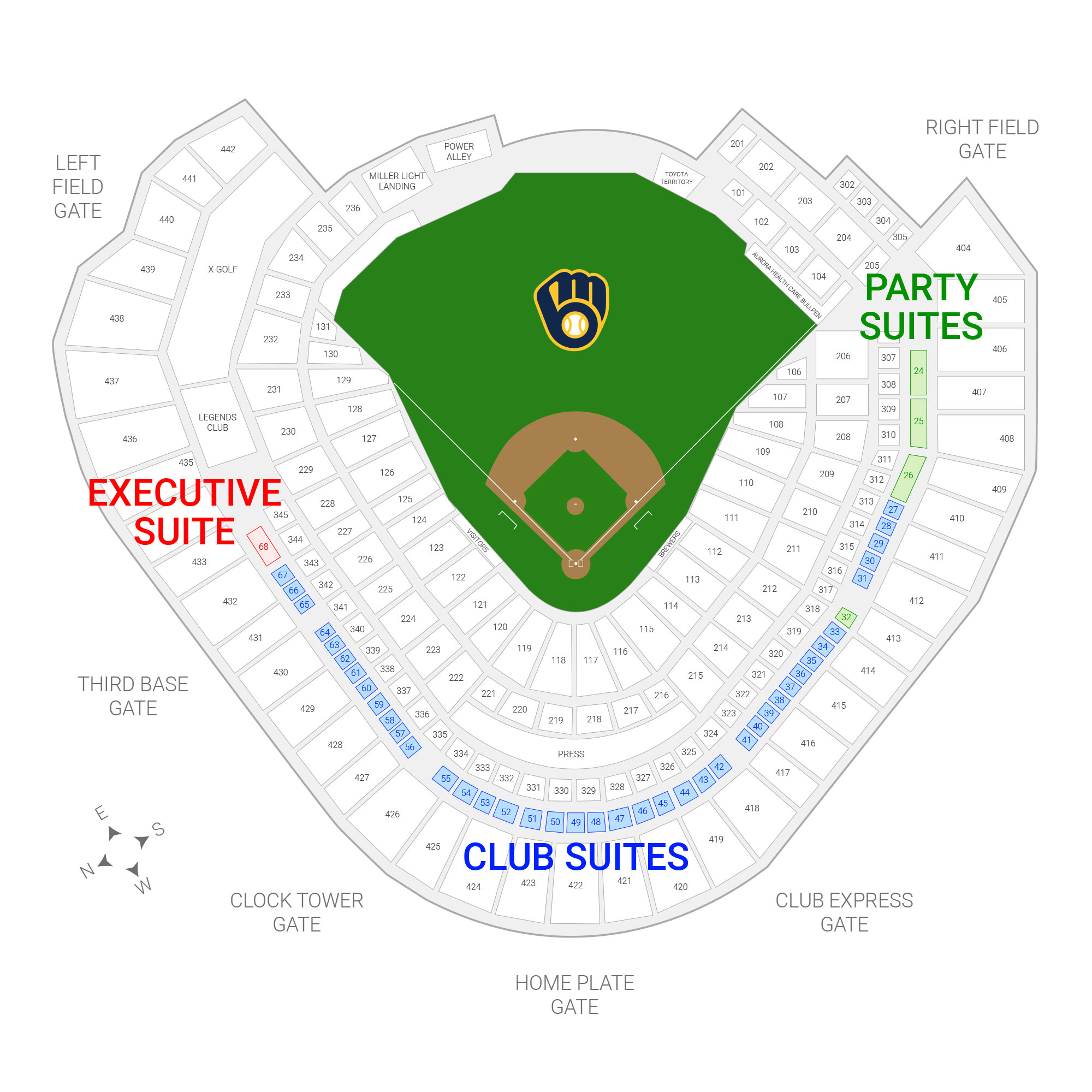 American Family Field / Milwaukee Brewers Suite Map and Seating Chart